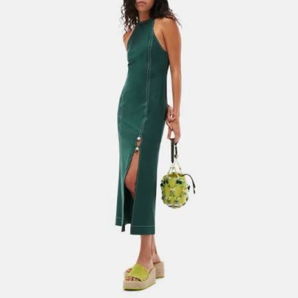Ganni Green Halter Dress